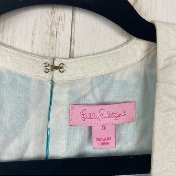 Lilly Pulitzer blue white embroidered floral dress 0 - Picture 3 of 6
